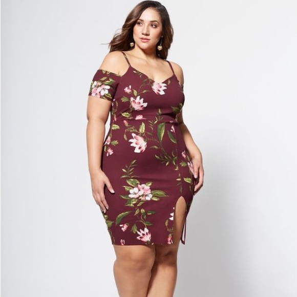 Fashion Nova Floral Cold Shoulder Dress Size 2X - Picture 1 of 7